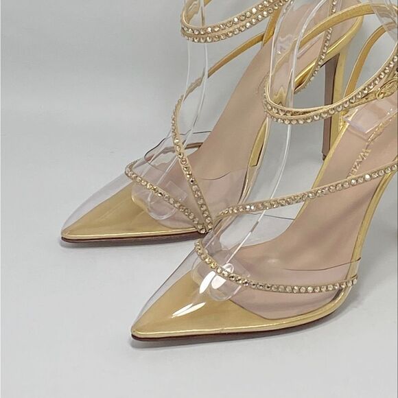 Andrea Wazen Leather & Crystal Pumps size 39.5 - Picture 9 of 16